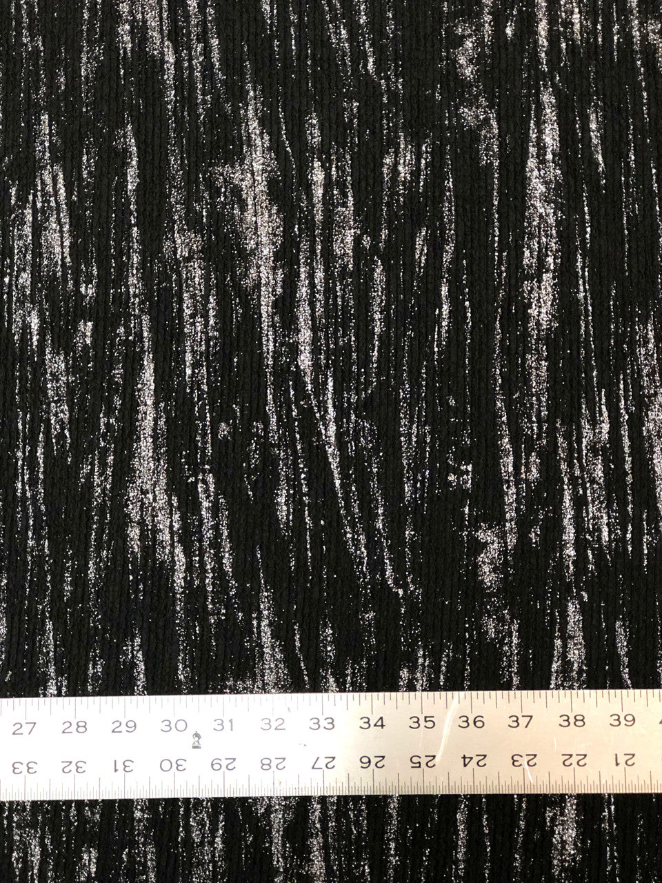 Polyester Spandex Textured Fukuro Fabric - Abstract Foil, Black/Silver, Black/Gold, 52/54" Width
