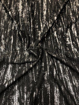 Polyester Spandex Textured Fukuro Fabric - Abstract Foil, Black/Silver, Black/Gold, 52/54" Width