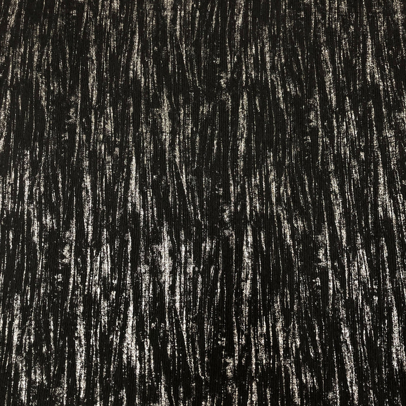 Polyester Spandex Textured Fukuro Fabric - Abstract Foil, Black/Silver, Black/Gold, 52/54" Width