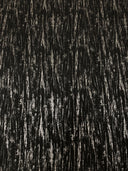 Polyester Spandex Textured Fukuro Fabric - Abstract Foil, Black/Silver, Black/Gold, 52/54" Width