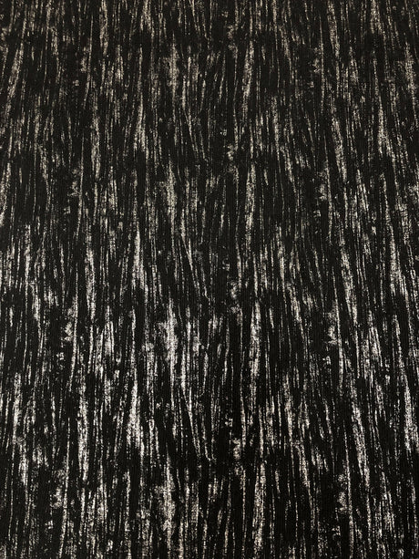 Polyester Spandex Textured Fukuro Fabric - Abstract Foil, Black/Silver, Black/Gold, 52/54" Width