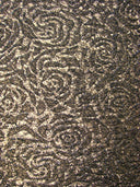 Polyester Spandex Textured Fukuro Embossed Floral Design With Shiny Lurex Fabric - Dark Gold, Dark Silver, Dark Turquoise, Dark Red, 52/54" Width
