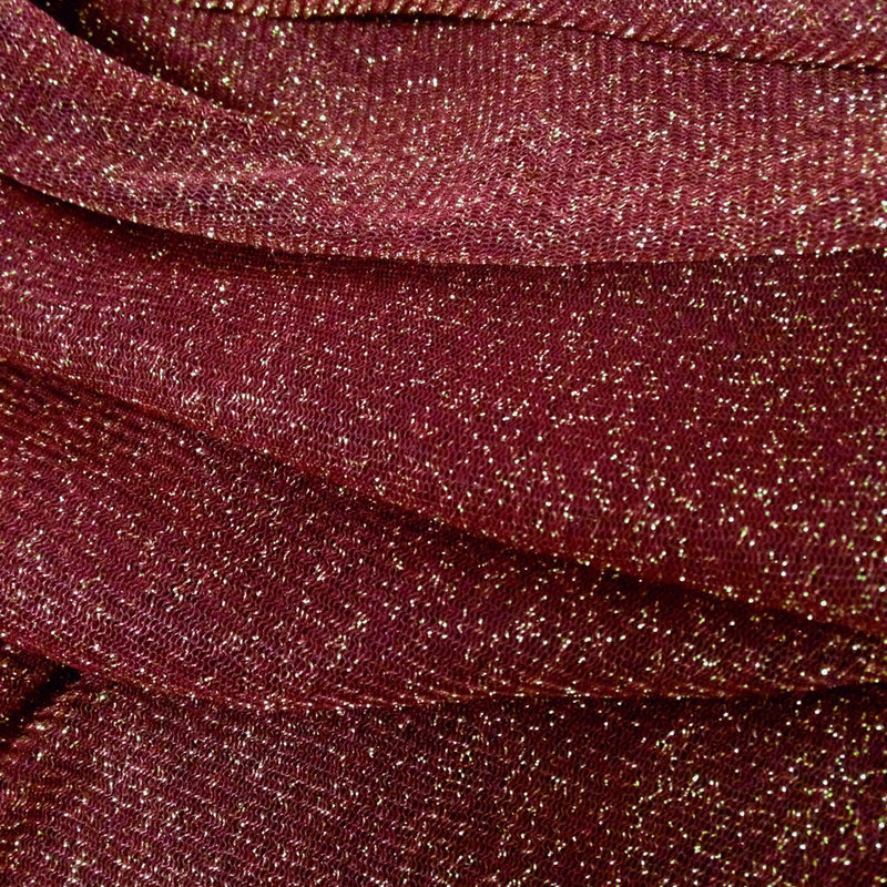 Gold Shimmer Lurex Stretch Polyester Triple Mesh Fabric - See-Through, Gold Shimmer, 60" Width