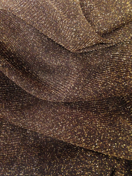 Gold Shimmer Lurex Stretch Polyester Triple Mesh Fabric - See-Through, Gold Shimmer, 60" Width