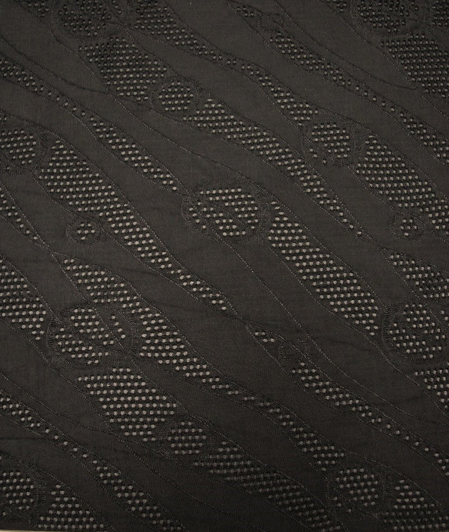 Polyester Spandex Jacquard Textured Mesh Lightweight Knit Jersey Fabric - Black, White, Textured Mesh, 58"-60" Width