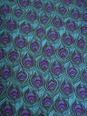 Big Peacock Feather Pattern Polyester Spandex Fabric - Royal, Fuchsia, Red, Peacock Feather Print, 58"- 60" Width