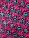 Big Peacock Feather Pattern Polyester Spandex Fabric - Royal, Fuchsia, Red, Peacock Feather Print, 58"- 60" Width
