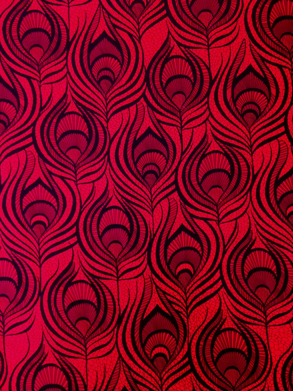 Big Peacock Feather Pattern Polyester Spandex Fabric - Royal, Fuchsia, Red, Peacock Feather Print, 58"- 60" Width