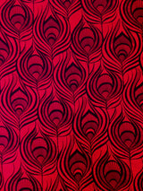 Big Peacock Feather Pattern Polyester Spandex Fabric - Royal, Fuchsia, Red, Peacock Feather Print, 58"- 60" Width