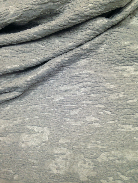 Embossed Matte Foil Pattern Stretch Textured Jacquard Polyester Spandex Fukuro Fabric - Silver, Red, Blush, Embossed Textured, 54" To 56" Width