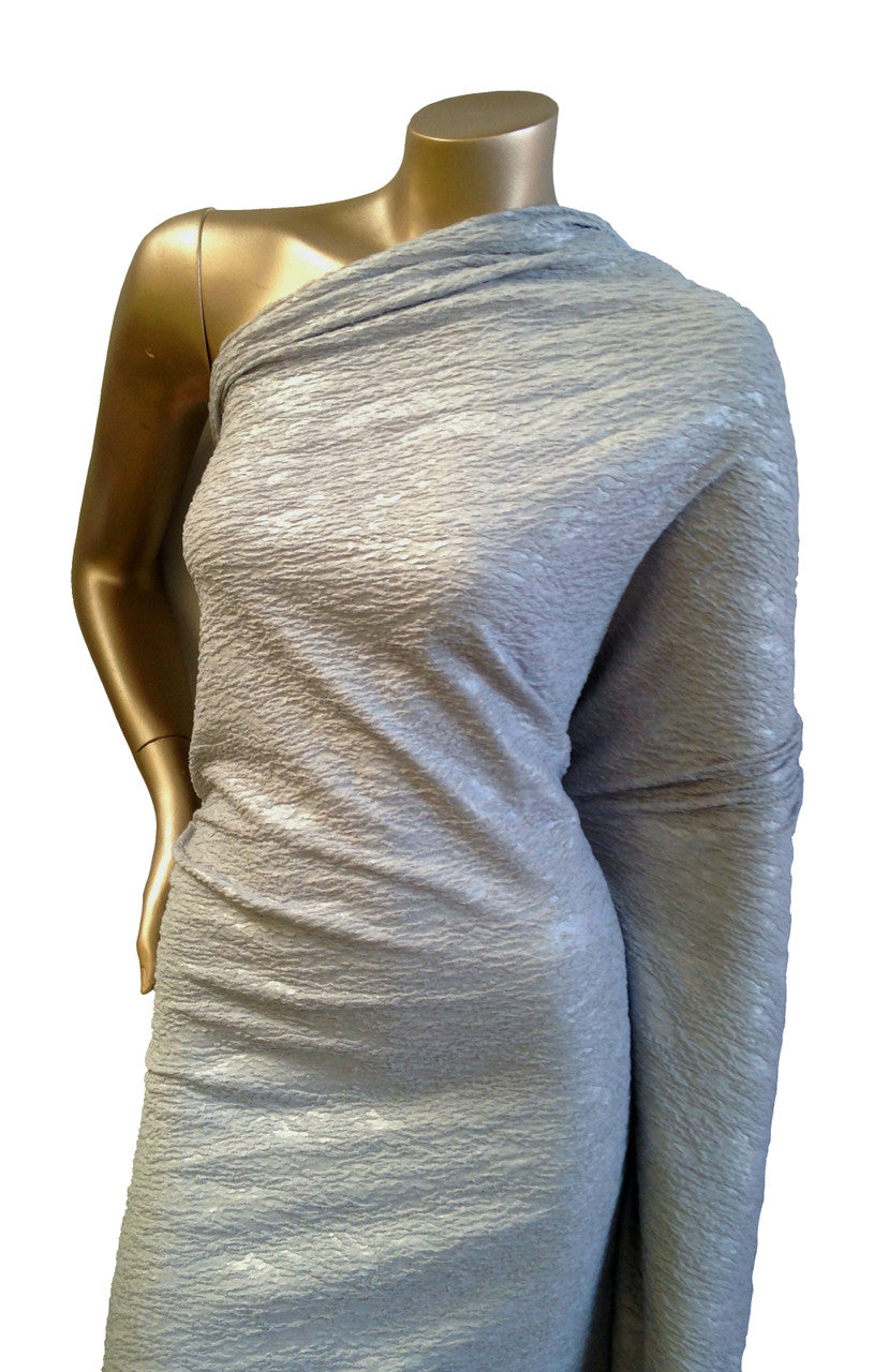 Embossed Matte Foil Pattern Stretch Textured Jacquard Polyester Spandex Fukuro Fabric - Silver, Red, Blush, Embossed Textured, 54" To 56" Width