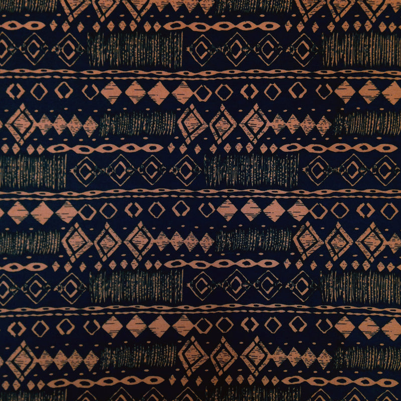 Diamond Tribal Print ITY Knit Jersey Polyester Spandex Fabric - Diamond Tribal Print, Repeating Pattern, 58" To 60" Width