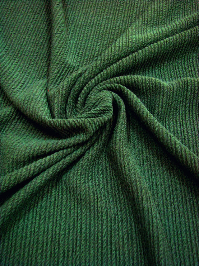 Polyester 2 Ways Spandex Fukuro Stripe Jacquard Textured Fabric - Hunter Green, Red, 49/50" Width