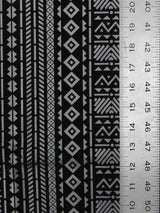 Polyester Fukuro Fabric - Tribal Foil Design, Black/Silver, Black/Gold, 54 To 56 Inches Wide