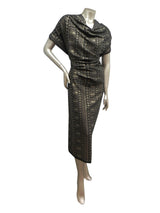 Polyester Fukuro Fabric - Tribal Foil Design, Black/Silver, Black/Gold, 54 To 56 Inches Wide