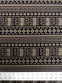 Polyester Fukuro Fabric - Tribal Foil Design, Black/Silver, Black/Gold, 54 To 56 Inches Wide