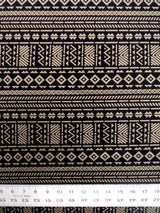 Polyester Fukuro Fabric - Tribal Foil Design, Black/Silver, Black/Gold, 54 To 56 Inches Wide