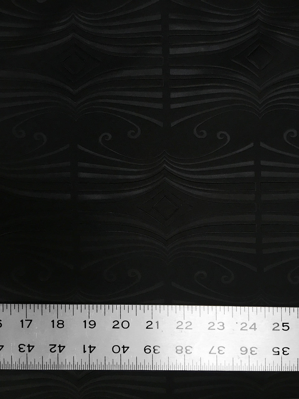 Polyester Textured Spandex Fabric - Matte Foil Abstract Design, Black, Pink, 56" To 58" Width