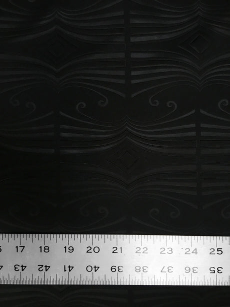 Polyester Textured Spandex Fabric - Matte Foil Abstract Design, Black, Pink, 56" To 58" Width