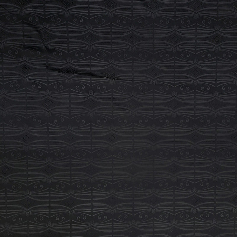 Polyester Textured Spandex Fabric - Matte Foil Abstract Design, Black, Pink, 56" To 58" Width