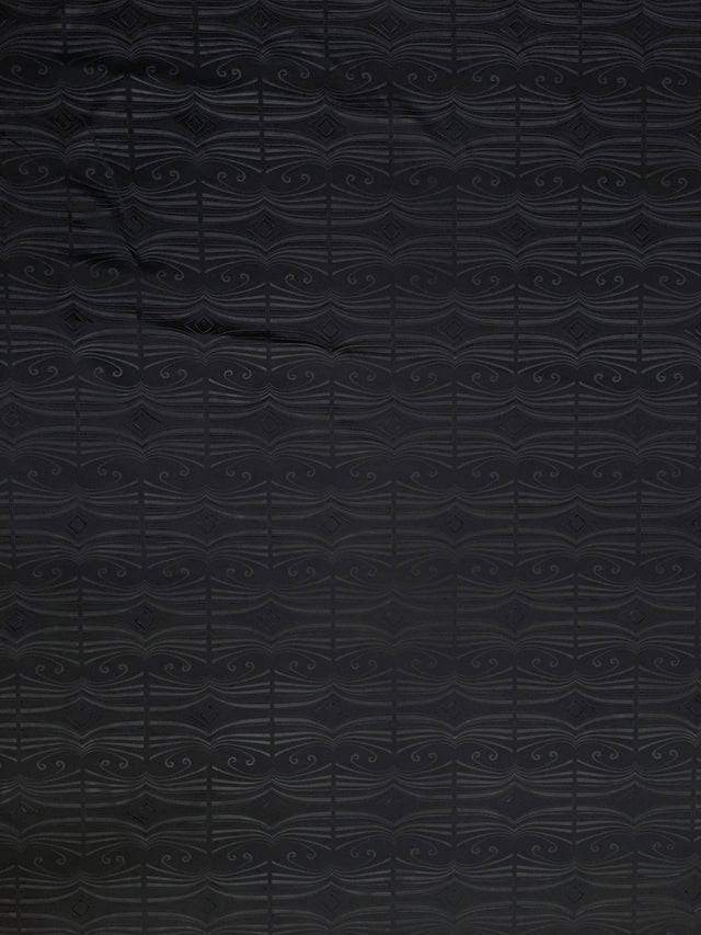 Polyester Textured Spandex Fabric - Matte Foil Abstract Design, Black, Pink, 56" To 58" Width