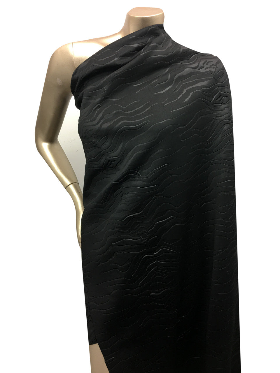 Polyester Techno Heavy Weight Fabric - Black Matte Zebra Design, 56" To 58" Width