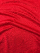 Floral Texture Design Polyester Spandex Fabric - Textured Floral, 60" Width