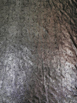 Polyester Spandex Velvet Fabric - Foil Abstract Design, Dark Gold, Dark Silver, 58" To 60" Width