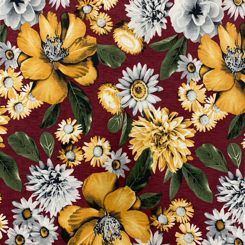 Mulit Floral Pattern Polyester Spandex Fabric - Multi Floral Pattern, 58-60" Width