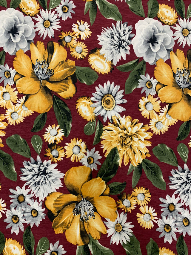 Mulit Floral Pattern Polyester Spandex Fabric - Multi Floral Pattern, 58-60" Width