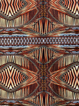 Abstract Rhomboid Design Polyester Spandex Fabric - Rust, Grey, 58-60" Width