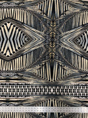 Abstract Rhomboid Design Polyester Spandex Fabric - Rust, Grey, 58-60" Width