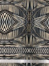 Abstract Rhomboid Design Polyester Spandex Fabric - Rust, Grey, 58-60" Width