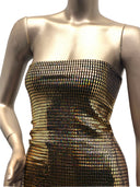 Nylon Spandex Slinky Fabric - 7Mm Shiny Hologram Rectangular Trans & Lurex, Gold, Silver, Red, Navy, 57/58" Width