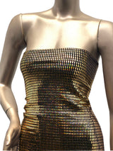 Nylon Spandex Slinky Fabric - 7Mm Shiny Hologram Rectangular Trans & Lurex, Gold, Silver, Red, Navy, 57/58" Width