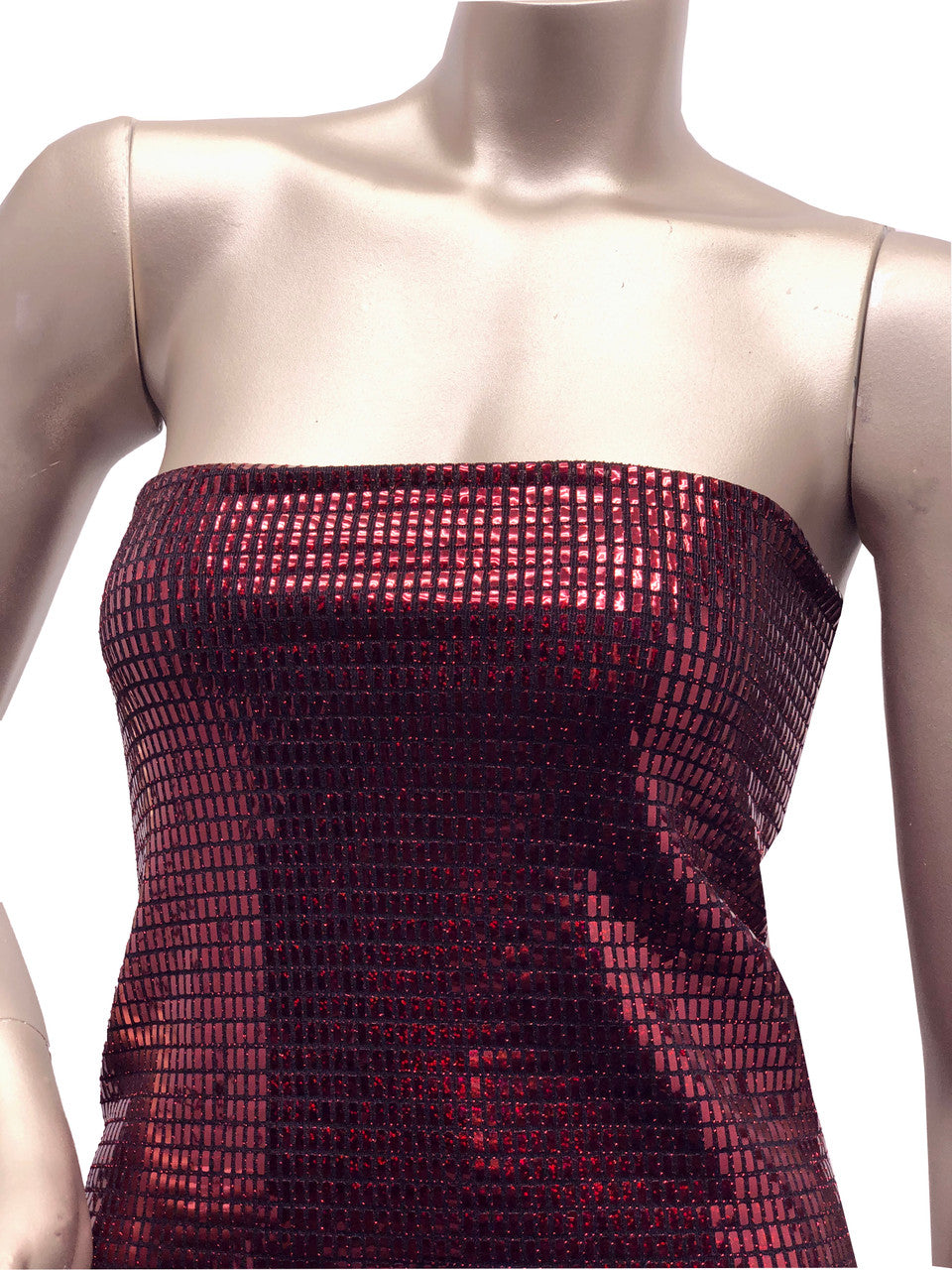 Nylon Spandex Slinky Fabric - 7Mm Shiny Hologram Rectangular Trans & Lurex, Gold, Silver, Red, Navy, 57/58" Width