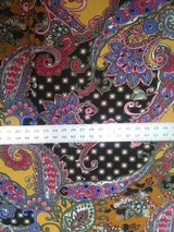 Polyester Spandex ITY Matte Jersey Fabric - Big Paisley Design, Mustard, Red, 58"-60" Width