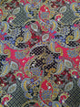 Polyester Spandex ITY Matte Jersey Fabric - Big Paisley Design, Mustard, Red, 58"-60" Width