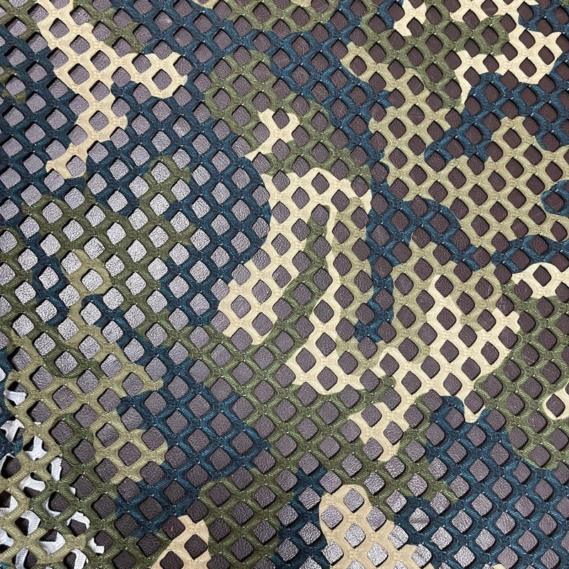 Camouflage Design Polyester Spandex Fabric - Camouflage, See Through Diamond Mesh, 0.5" Hole Size, 56"-58" Width