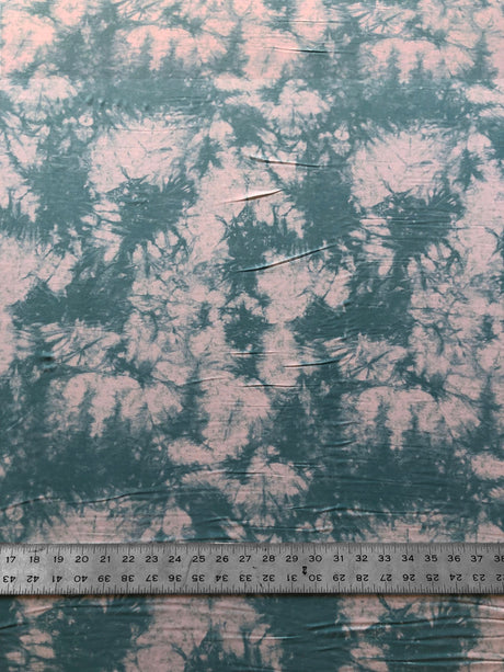 Polyester Spandex ITY Matte Jersey Fabric - Tie Dye, Turquoise, Taupe, 58-60" Width