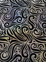 Swirl Hologram Snake Design Foil Polyester Spandex Velvet Fabric - Holo Black, Snake Scale Holographic Design, 58"-60" Width