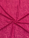 Polyester Spandex Fukuru Embossed Paisley Print With Matte Foil Fabric - Embossed Textured Paisley, Fuchsia, Royal, Chartreuse, 50" To 52" Width