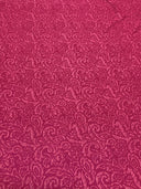 Polyester Spandex Fukuru Embossed Paisley Print With Matte Foil Fabric - Embossed Textured Paisley, Fuchsia, Royal, Chartreuse, 50" To 52" Width