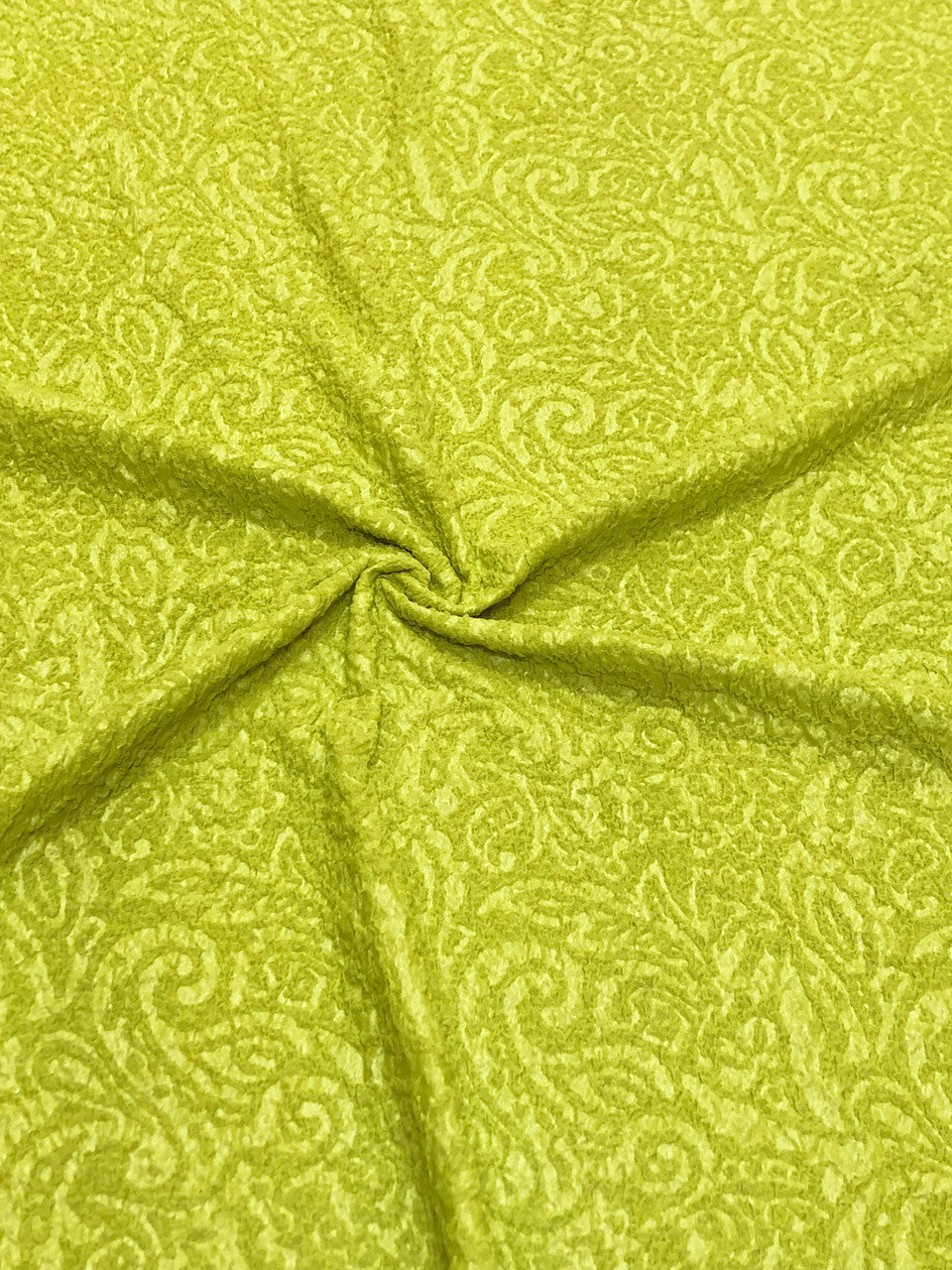 Polyester Spandex Fukuru Embossed Paisley Print With Matte Foil Fabric - Embossed Textured Paisley, Fuchsia, Royal, Chartreuse, 50" To 52" Width