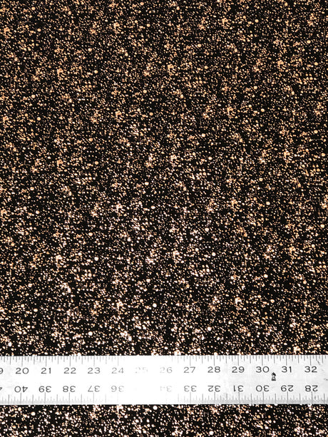Small Rib Textured Fukuro Polyester Spandex Fabric - Small Dots Shiny Foil, Copper, Silver, 58" Width