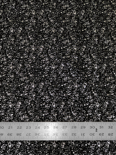 Small Rib Textured Fukuro Polyester Spandex Fabric - Small Dots Shiny Foil, Copper, Silver, 58" Width