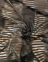 Textured 4X4 Ribbed Polyester Spandex Fabric - Gold Foil Stripes, Oatmeal, Black, Charcoal