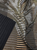 Textured 4X4 Ribbed Polyester Spandex Fabric - Gold Foil Stripes, Oatmeal, Black, Charcoal