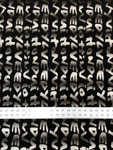 Big Letter Design Polyester Spandex Fabric - Dull Matte Black/Silver Foil, White, Black, Blue, 58" To 60" Width