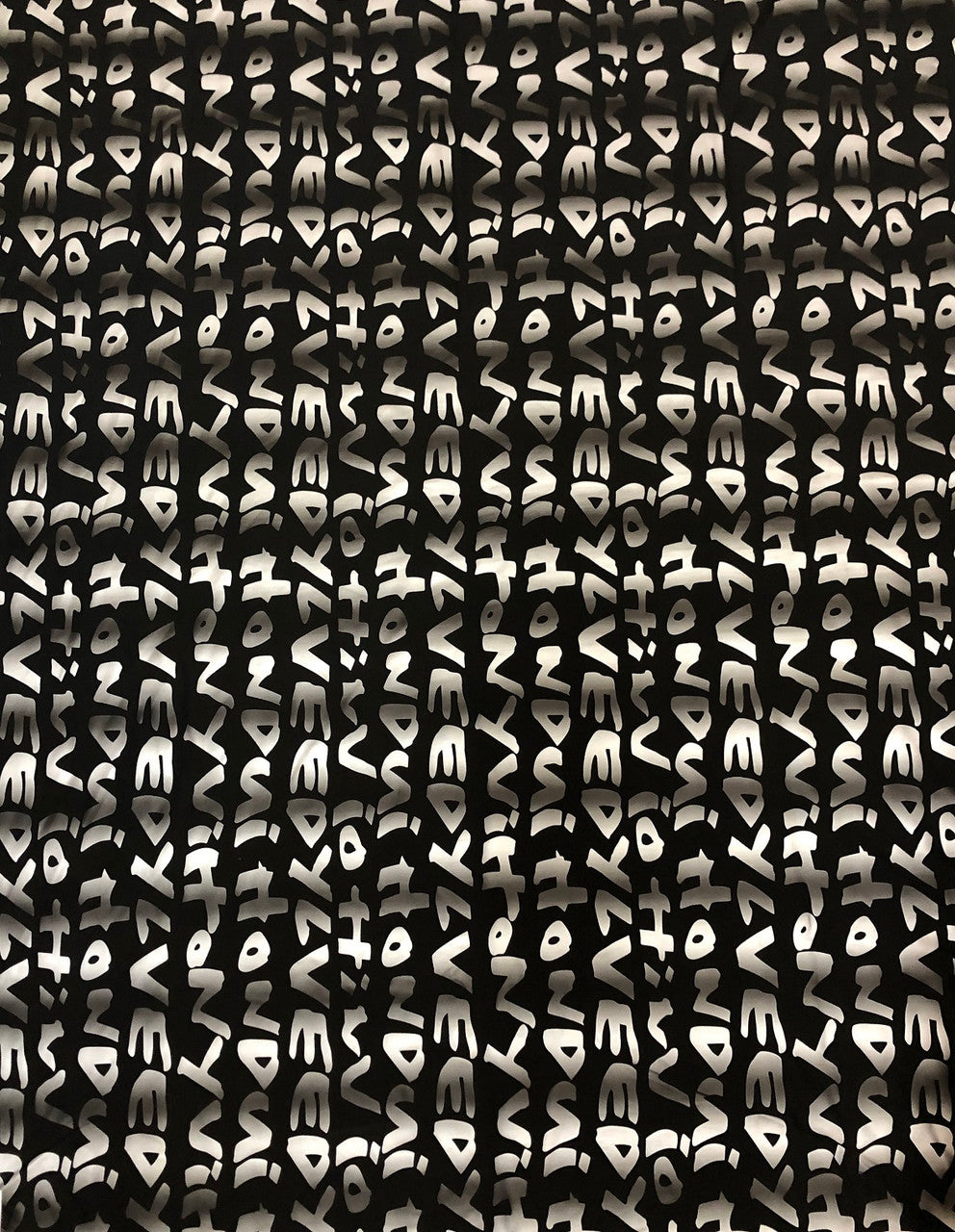 Big Letter Design Polyester Spandex Fabric - Dull Matte Black/Silver Foil, White, Black, Blue, 58" To 60" Width